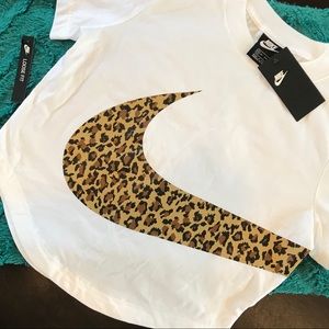 Nike Womens NSW Short Sleeve Animal Print Crop Top